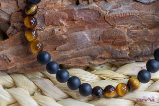 Onyx a tygří oko pánský náramek 6 mm (ochrana, uzemnění, koncentrace, pozitivní myšlenky, odvaha)